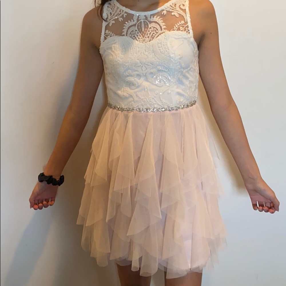 Pink and white dress